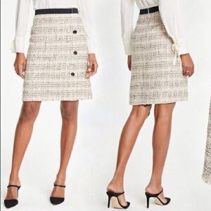 Ann Taylor‎ Tweed Button A-line Skirt Lined Womens Size 12 Petite Work